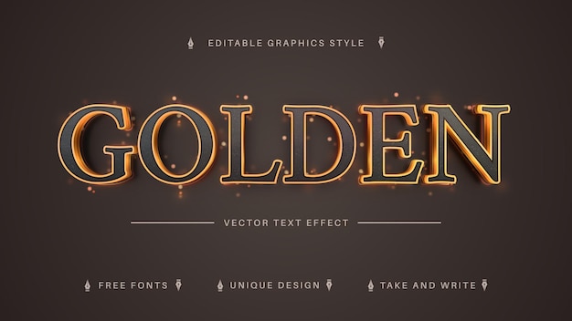 Dark golden edit text effect editable font style