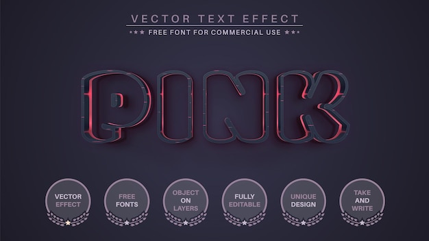 Dark Pink Editable Text Effect, Font Style