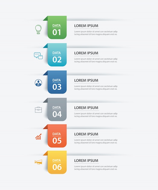 Vector data infographics tab paper index template.