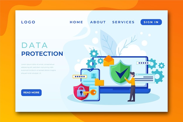 Vector data protection landing page template