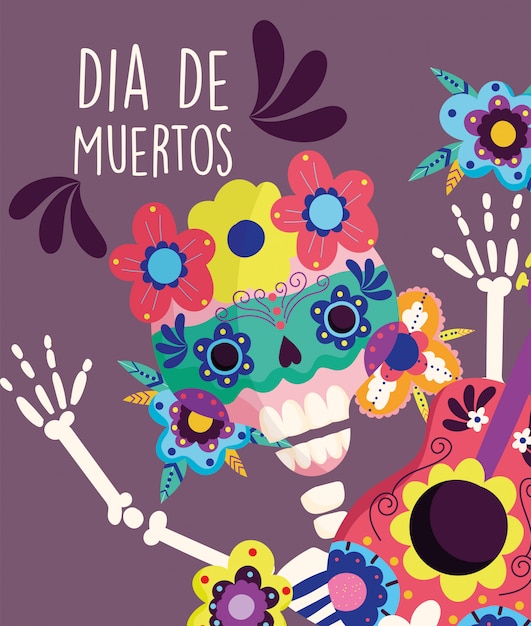 Day of the dead, skeleton flowers festival decoration traditional celebration mexican