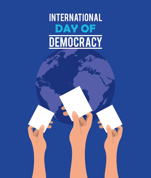 Day of democracy lettering postcard