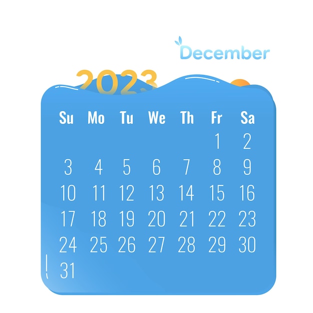 December Modern Minimalist Calendar Design with Ocean Elements