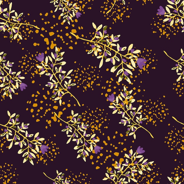 Decorative forest flower endless wallpaper Hand drawn herbal seamless pattern