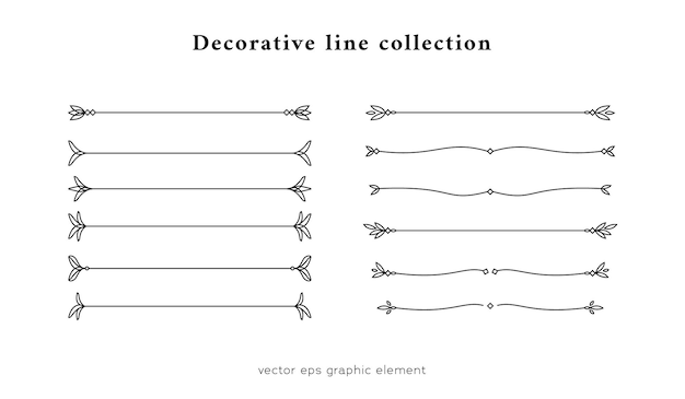 Vector decorative line divider graphic element collection