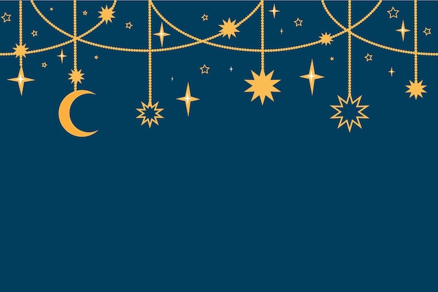 Decorative template design for ramadan with stars moon and lantern Template ramadan kareem with lantern Vector illustration