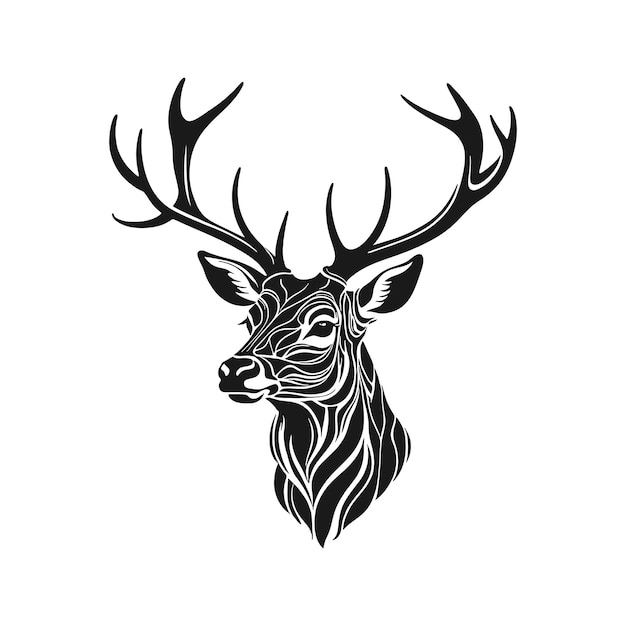 Deer head illustration design vector