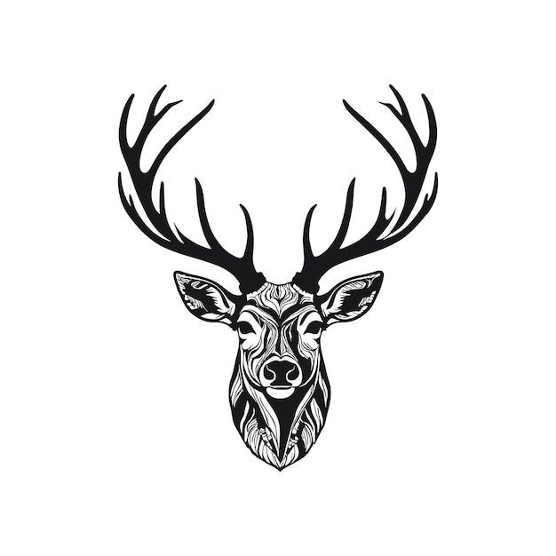 Deer head illustration design vector