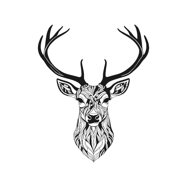 Deer head illustration design vector