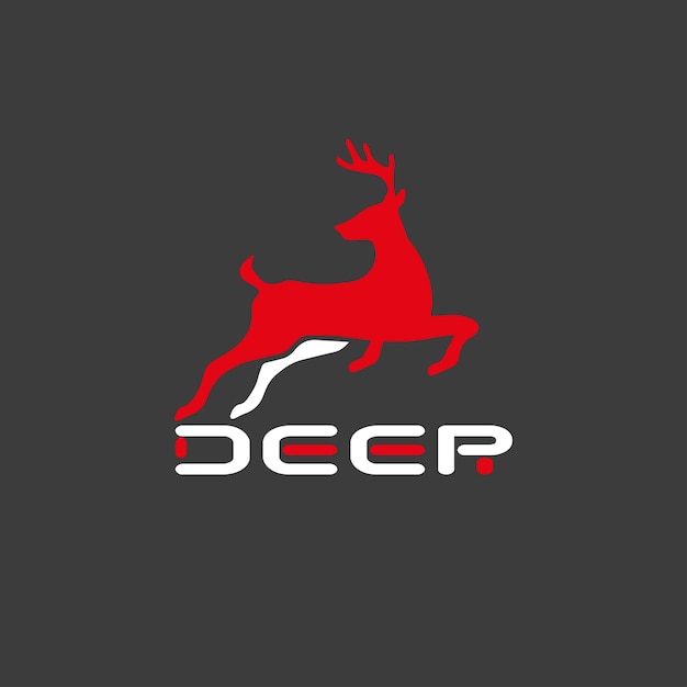 Deer Jump Logo Shliouet Illustration modern