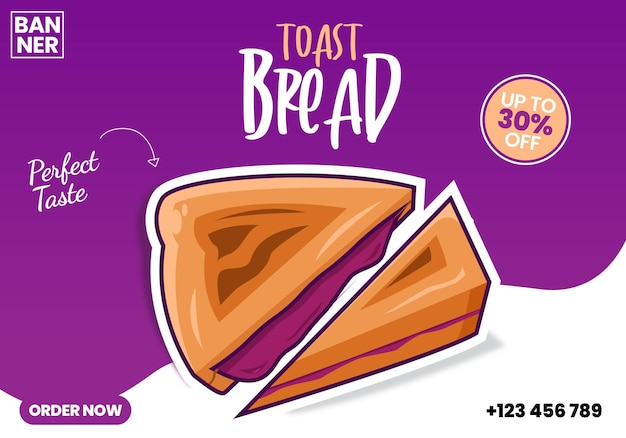 Delicious toast social media banner template