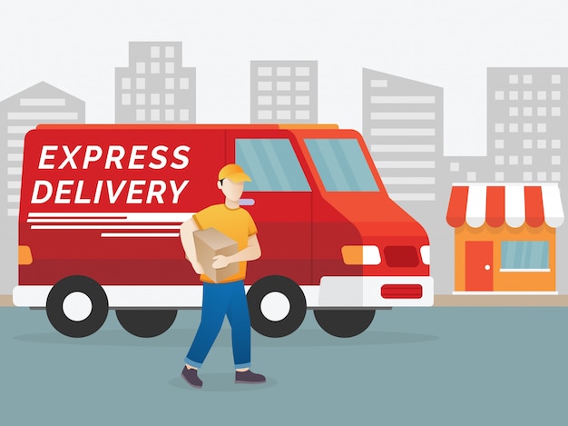 Vector delivery man illustration