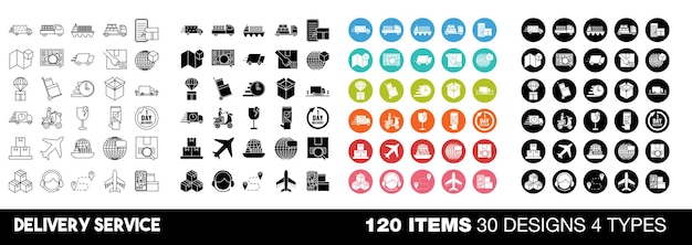 Delivery service icon set collection vector design