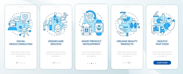 In demand small business ideas blue onboarding mobile app screen