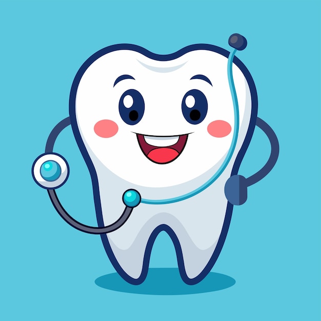 Vector dental character with stethoscope