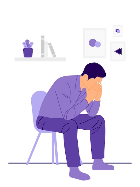 Vector depressed man illustration premium vector