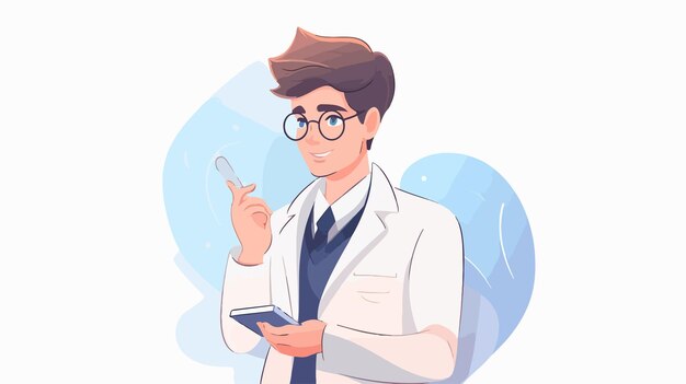 Vector dermatology doctor concept with woman in medical uniform