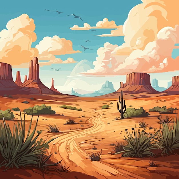 Desert landscape background style vector illustration