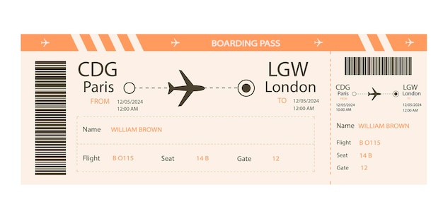 Vector design of airline ticket boarding pass