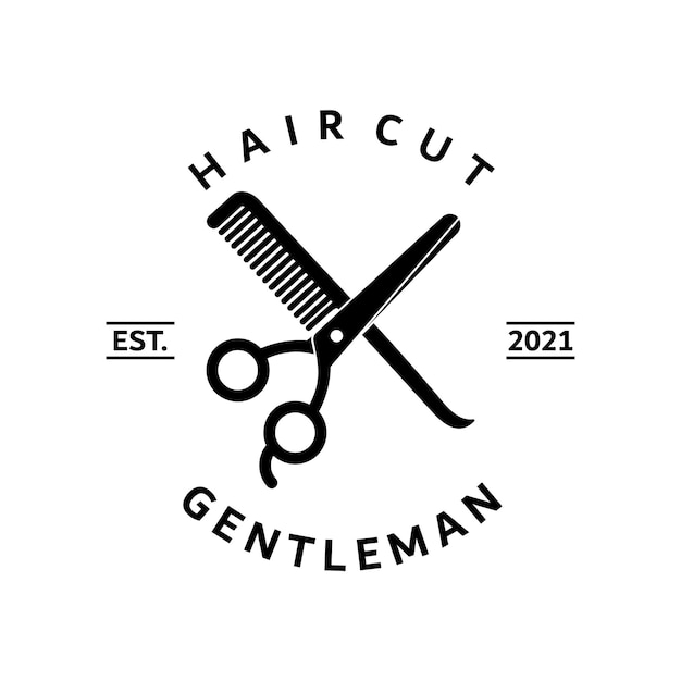 Design of Barbershop Logo Vector Illustration Isolated on a white background  Scissor and Comb