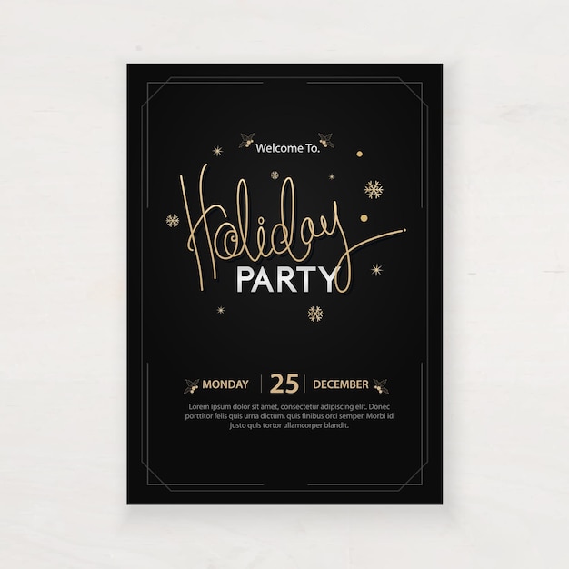 Vector design for holiday party and happy new year party invitation flyer and greeting card template