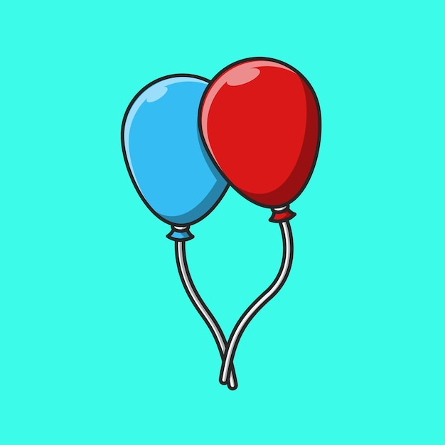 design illustration of two balloons in red and blue