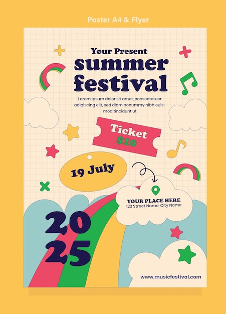 Vector design poster retro vibes summer festival