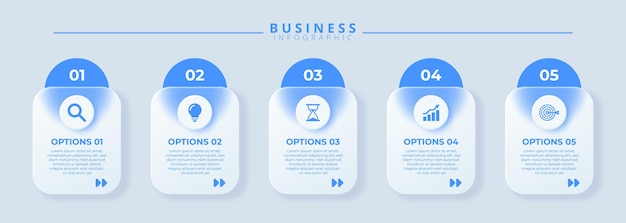 Vector design template for vector infographic labels with icons and 5 options or steps