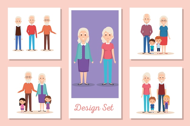 Designs set scenes of grandparents with grandchildren