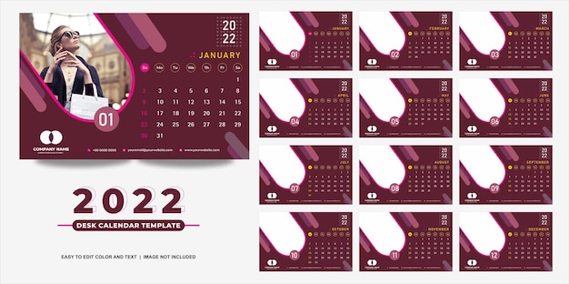 desk calendar 2022 template modern and simple design