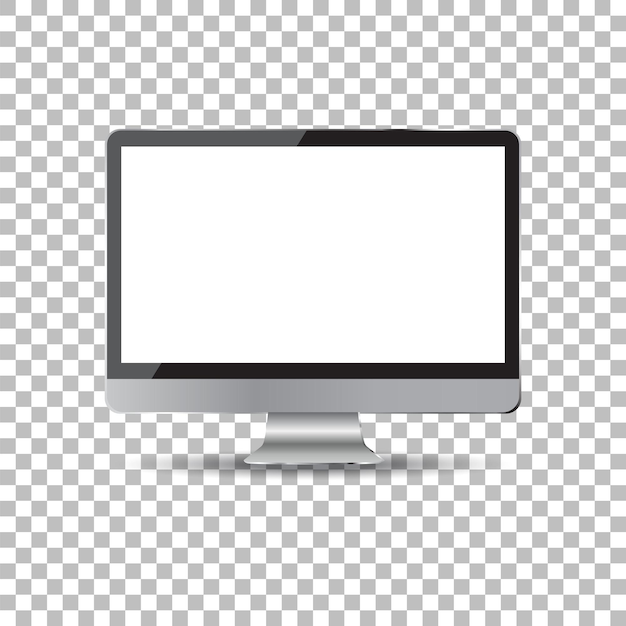 Desktop computer flat icon Realistic vector illustration