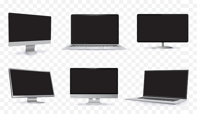 Desktop PC and Laptop Computer Screens Vector Mockup Set