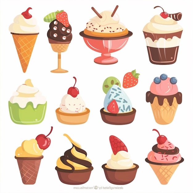 Vector dessert sweet ice cream vector food illustration ice cream summer design cone background