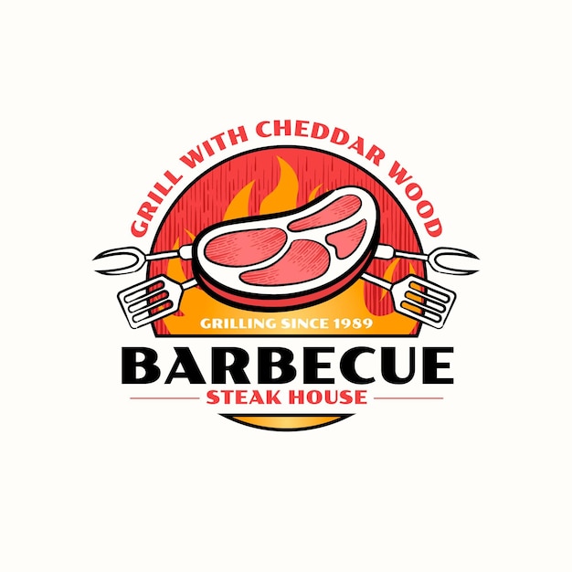 Detailed barbecue logo template