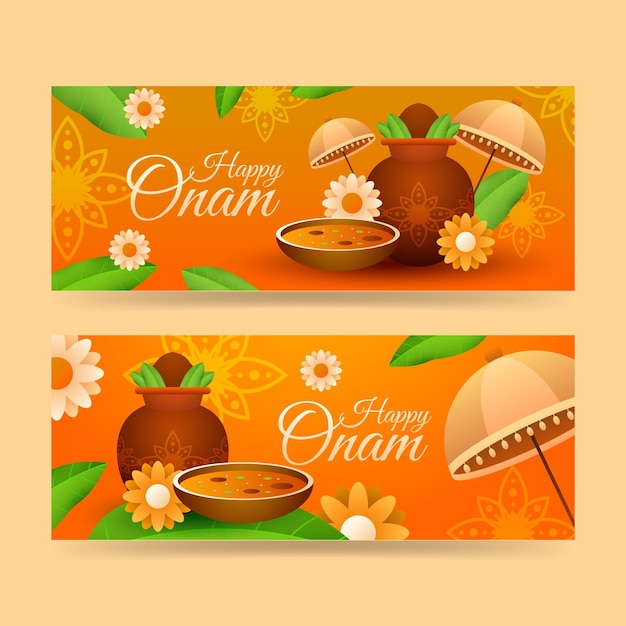 Detailed onam banners set