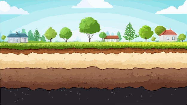 Vector detailed soil layer infographics vector cross section illustration