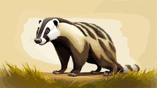 Vector detailed vector illustration of wild badger on white background