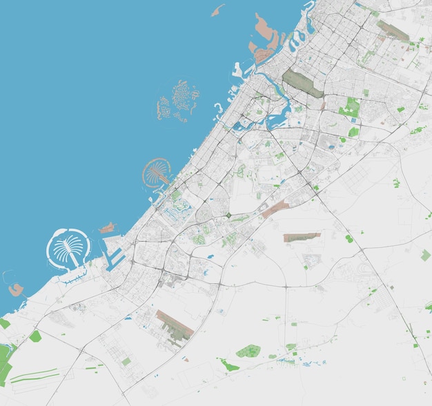 Detailed vector map of Dubai United Arab Emirates