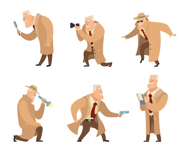 Detective in different action pose.