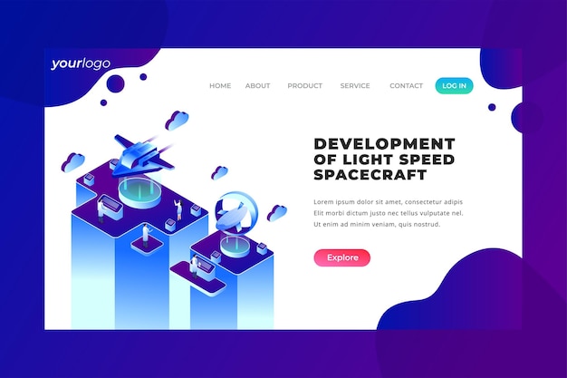 Development of Light Speed Spacecraft - Vector Landing Page