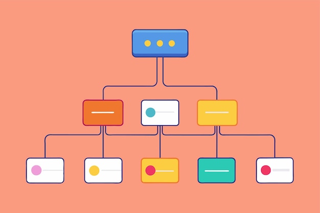 Diagram of a Family Tree on Pink Background Data flowcharts Simple and minimalist flat Vector Illustration