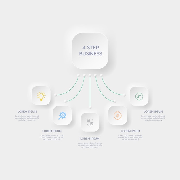 A diagram of a step business with several icons on it