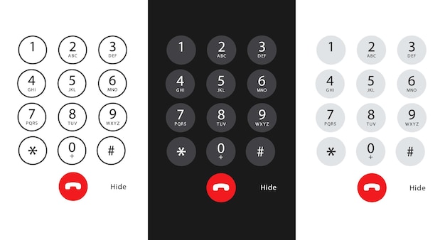 Vector dialing smartphone keypad app collection with numbers and letters