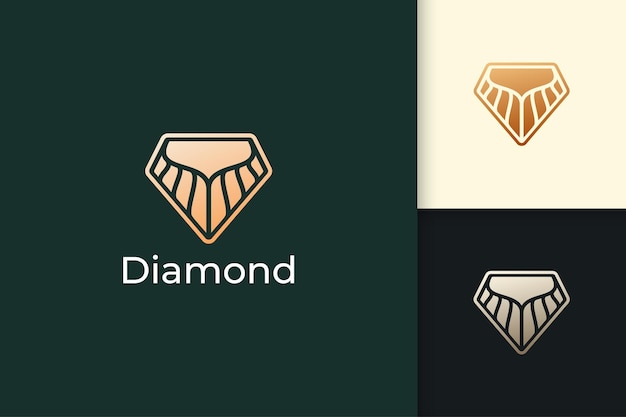 Diamond or gem logo in luxury and classy represent jewelry or crystal