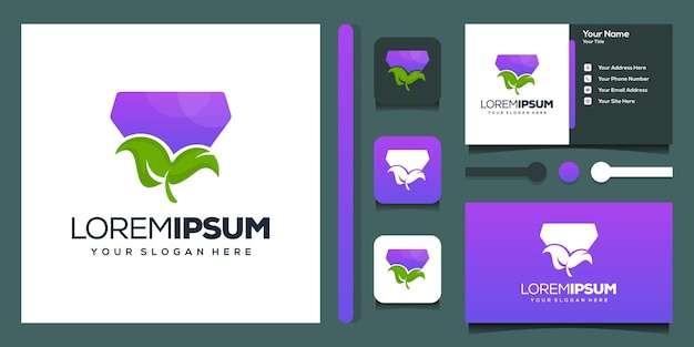 diamond and leafe modern logo design