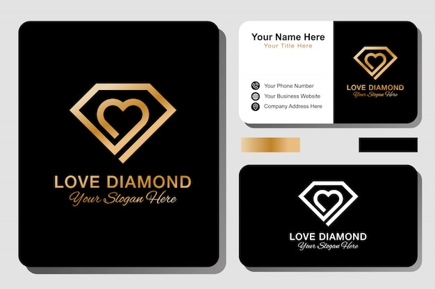 Diamond love logo and business card