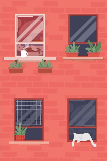 Vector different apartments window