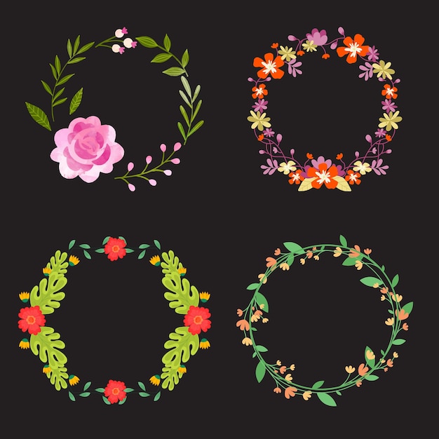 Vector different beautiful christmas wreaths isolated on white collection