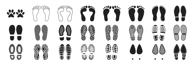 Different human footprints icon Set different human footprints