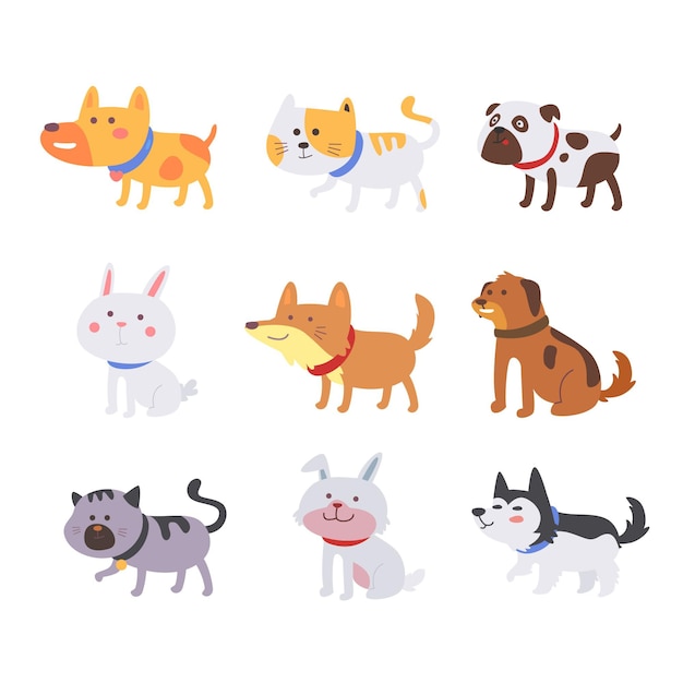 Vector different pets concept